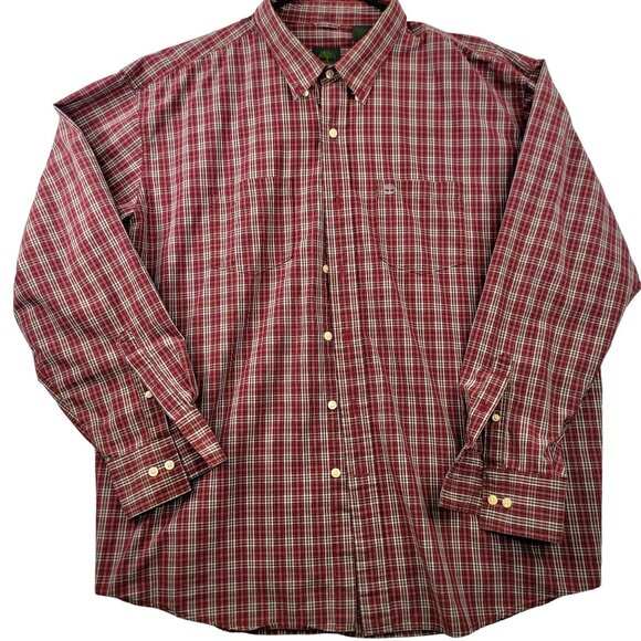 Timberland Mens XXL Red Plaid Long Sleeve Button-Up Shirt Rugged Trucker - Picture 1 of 10